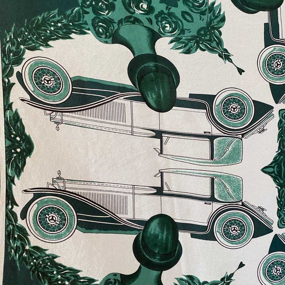 Mercedes-Benz Large Silk Scarf Green Classic Cars… - image 5