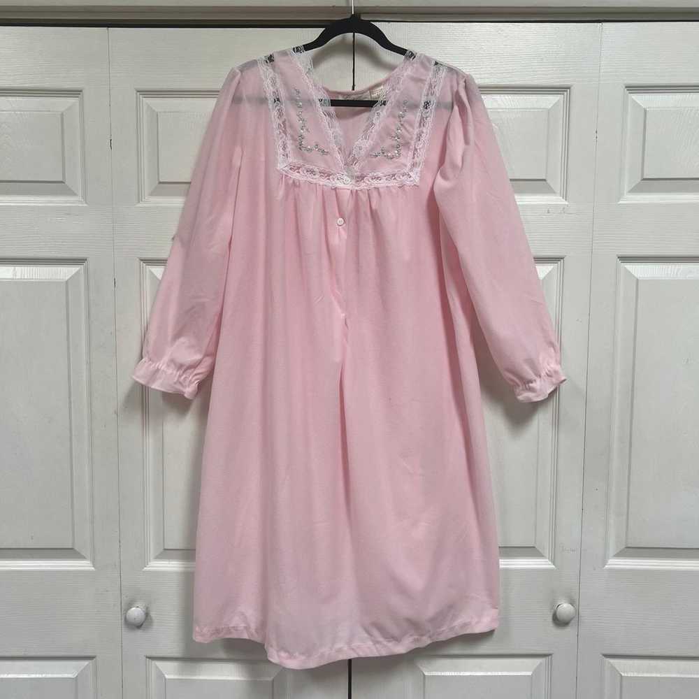 Nightgown Thin Fleece Super Soft Long Pink Size L… - image 1