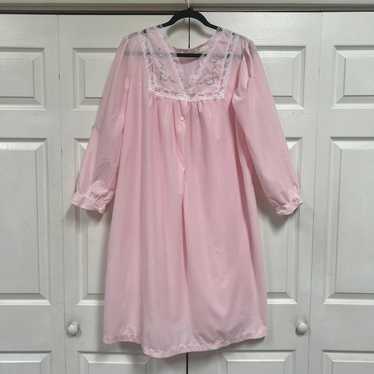 Nightgown Thin Fleece Super Soft Long Pink Size L… - image 1