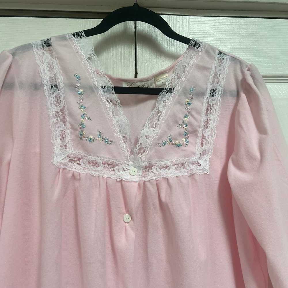 Nightgown Thin Fleece Super Soft Long Pink Size L… - image 4