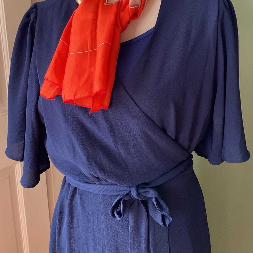 Women’s navy blue wrap midi dress, size L - image 2