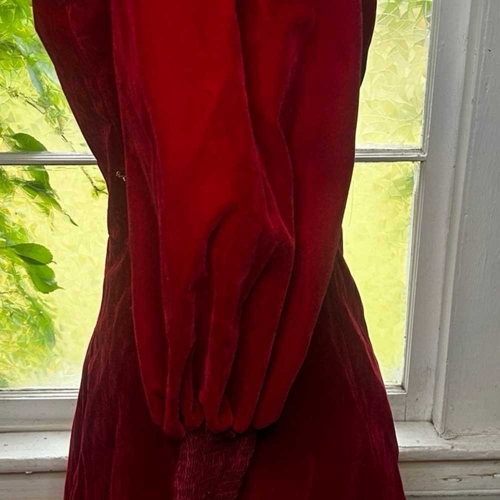 Embroidered Lantern Sleeve Little Red Dress - image 5