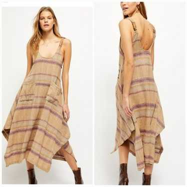 Free People, Harper Tan Striped Boho Gauze Asymme… - image 1