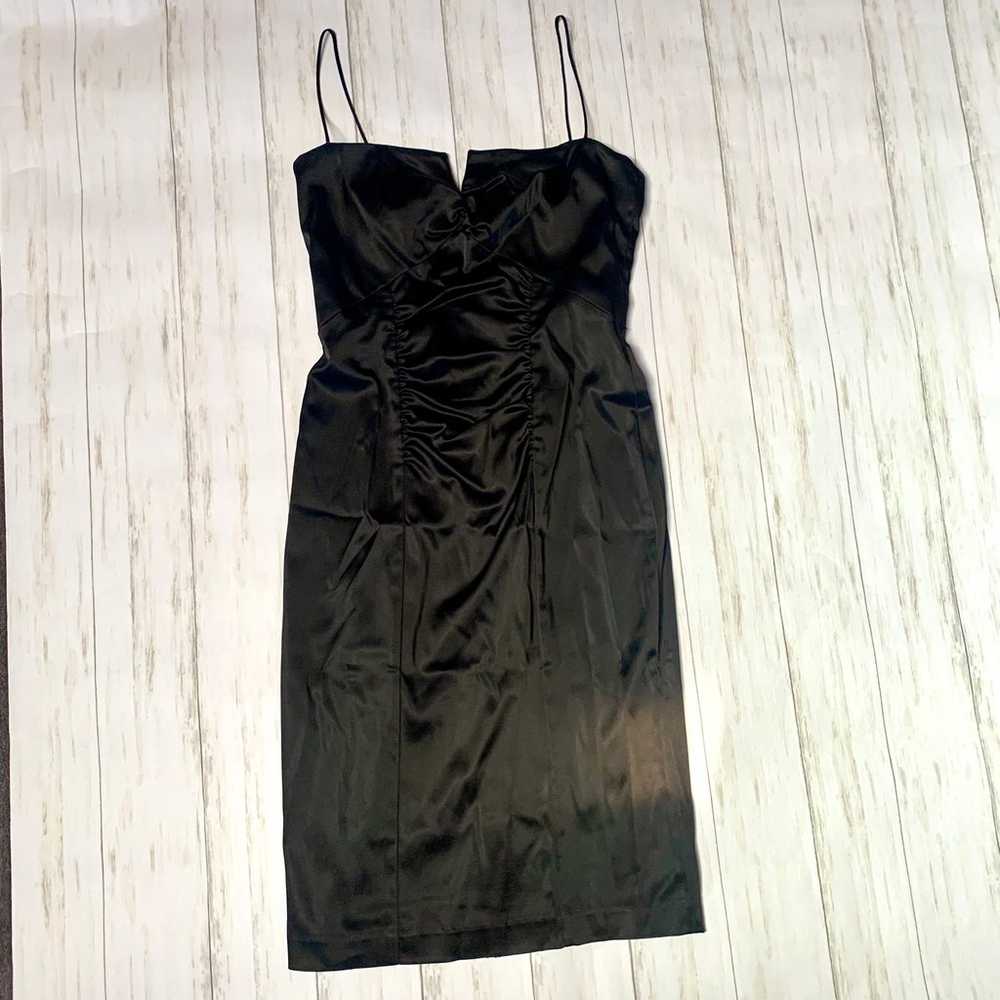 Vintage Nicole Miller Black Satin Bodycon Formal … - image 1