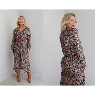 1990's Vintage Floral Button Front Dress // Women… - image 1