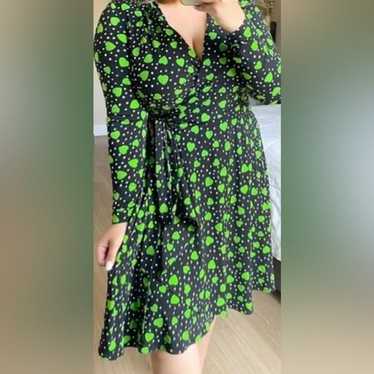 Vintage Vicky Tiel | Retro Green Heart Printed Mi… - image 1