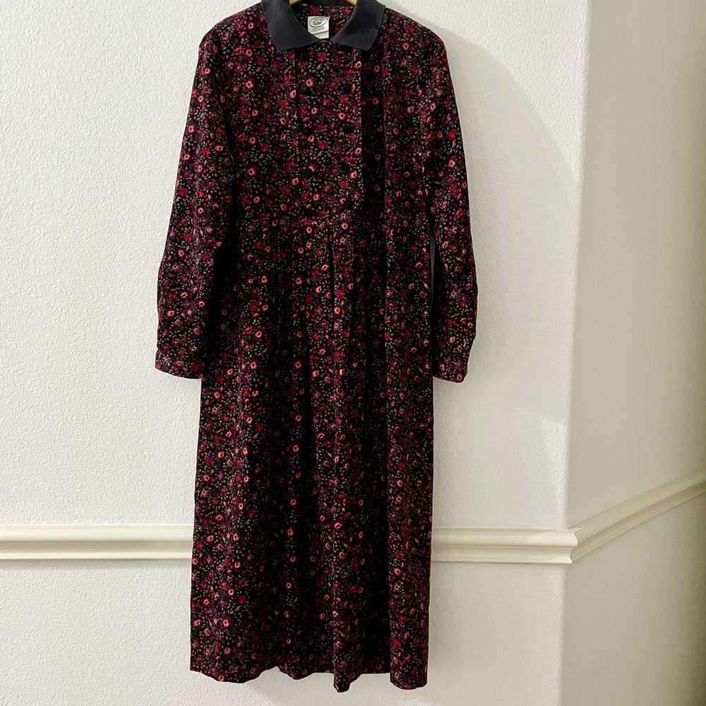 VTG Laura Ashley Corduroy Ditsy Floral Midi Dress… - image 5