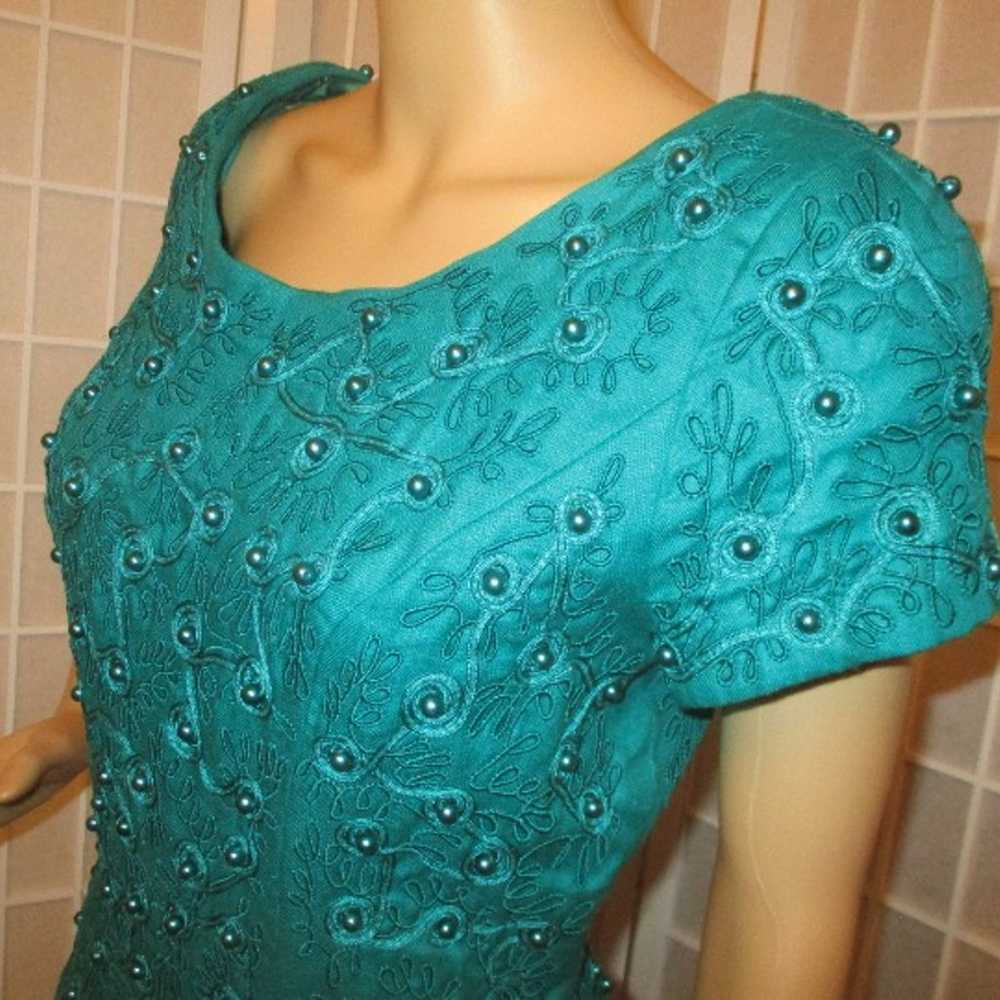 Lady Victorian vintage cap sleeve drop waist mid … - image 11