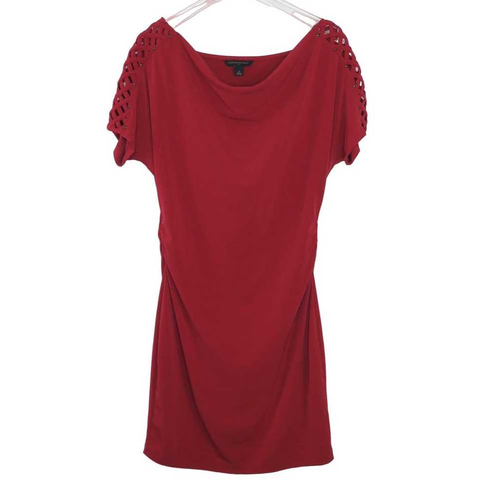 Banana Republic Maroon Dolman Short Sleeve Mini D… - image 3