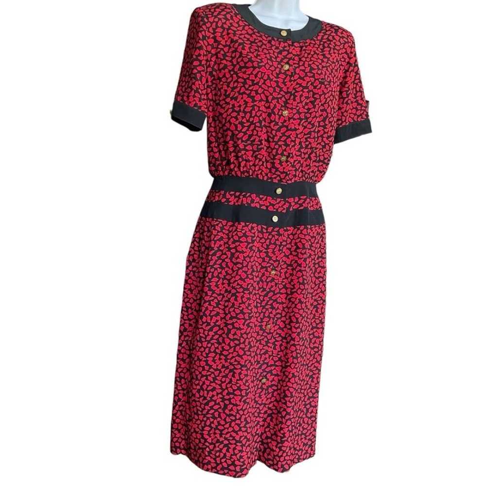 Albert Nipon Vintage Dress Black Red Cofetti Patt… - image 3