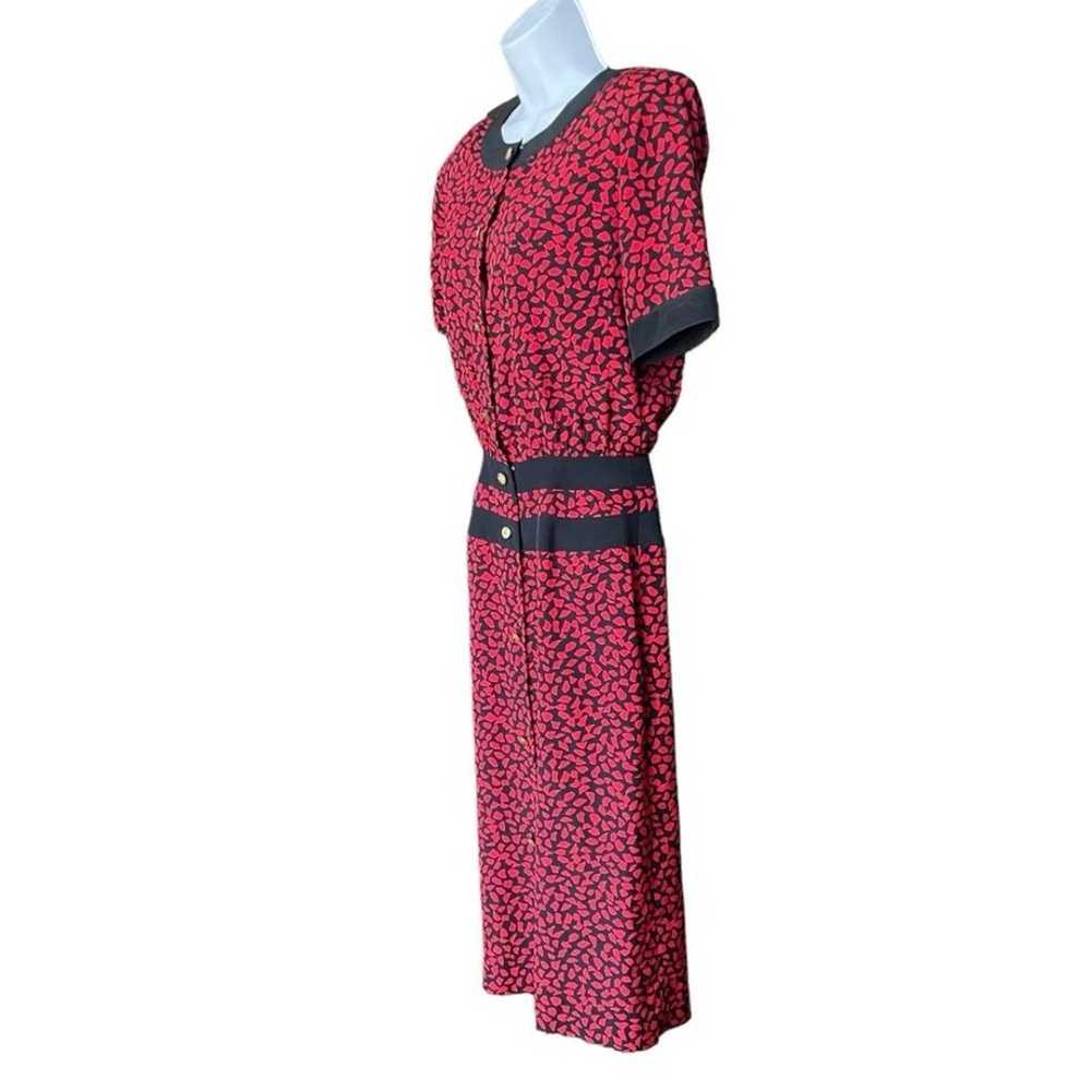 Albert Nipon Vintage Dress Black Red Cofetti Patt… - image 4