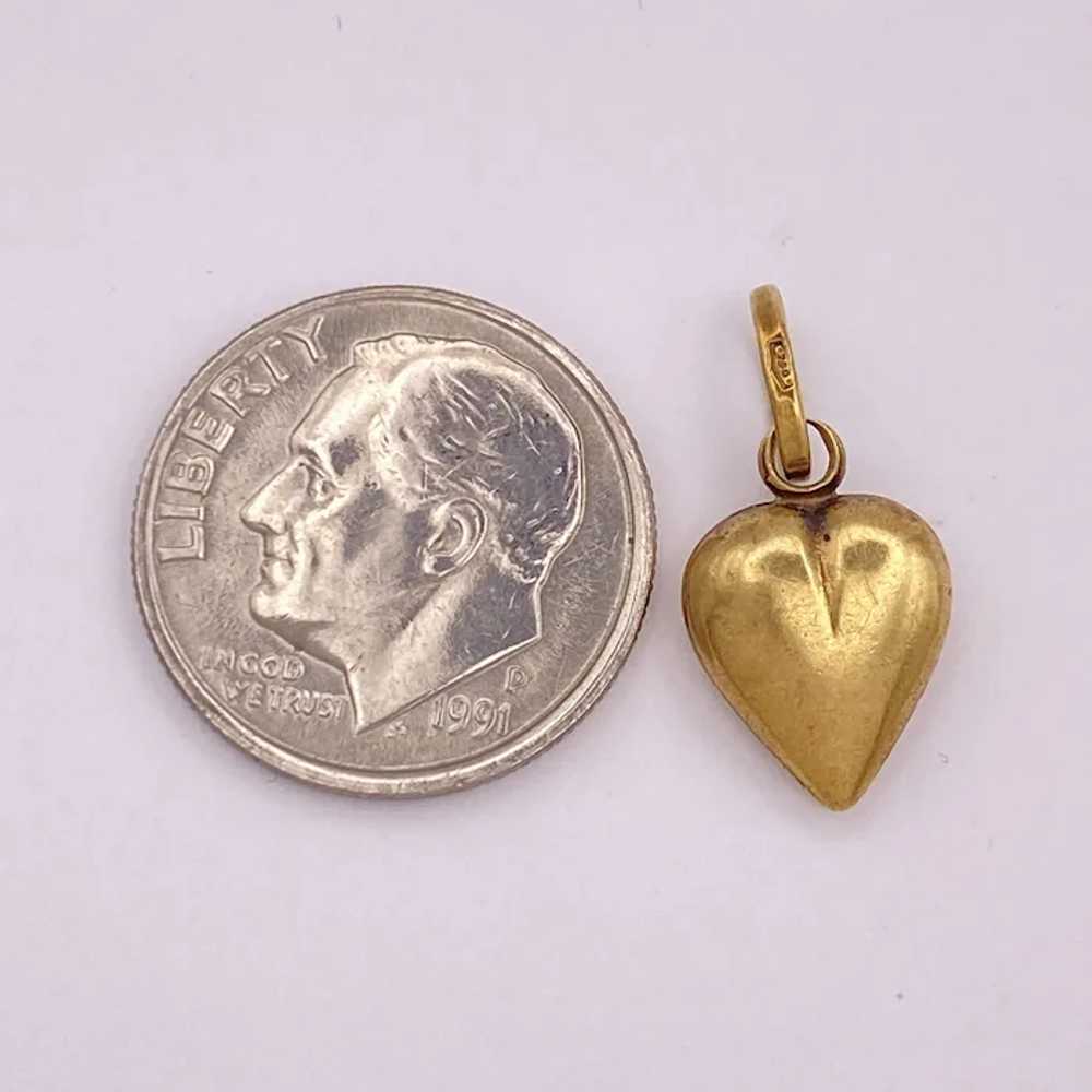 Vintage Puffy Heart Charm 18K Gold Reversible Thr… - image 2