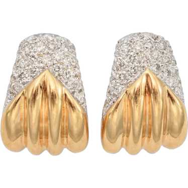 Vintage 14K Yellow Gold Diamond Earrings - image 1