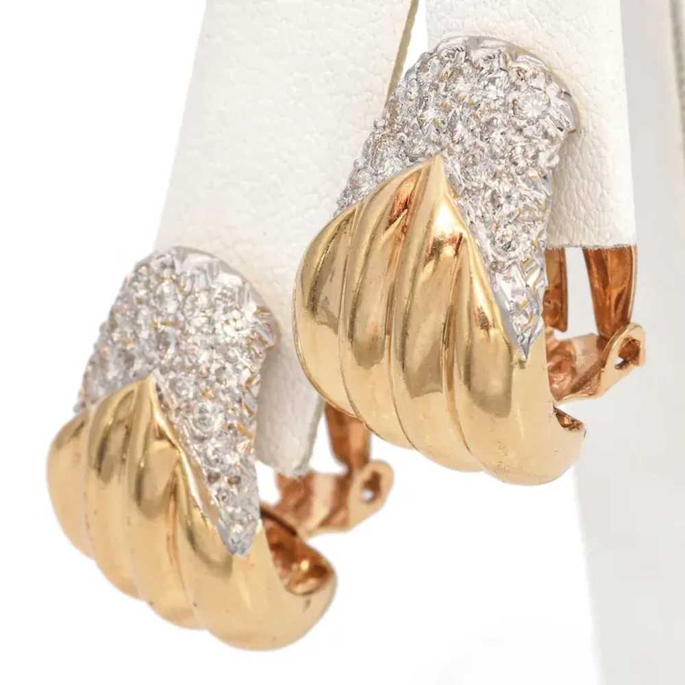 Vintage 14K Yellow Gold Diamond Earrings - image 3