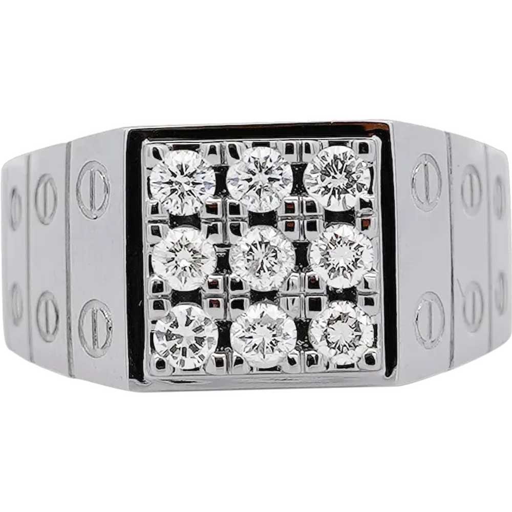 14K White Gold Diamond Cluster Mens Watch Link St… - image 1