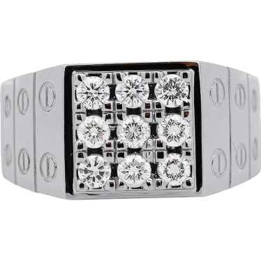 14K White Gold Diamond Cluster Mens Watch Link St… - image 1