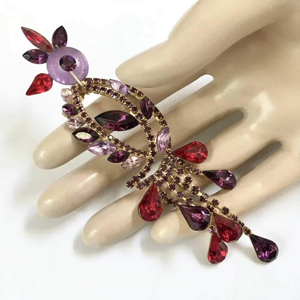 Rhinestone Tropical Bird Brooch Purple Lavender R… - image 5