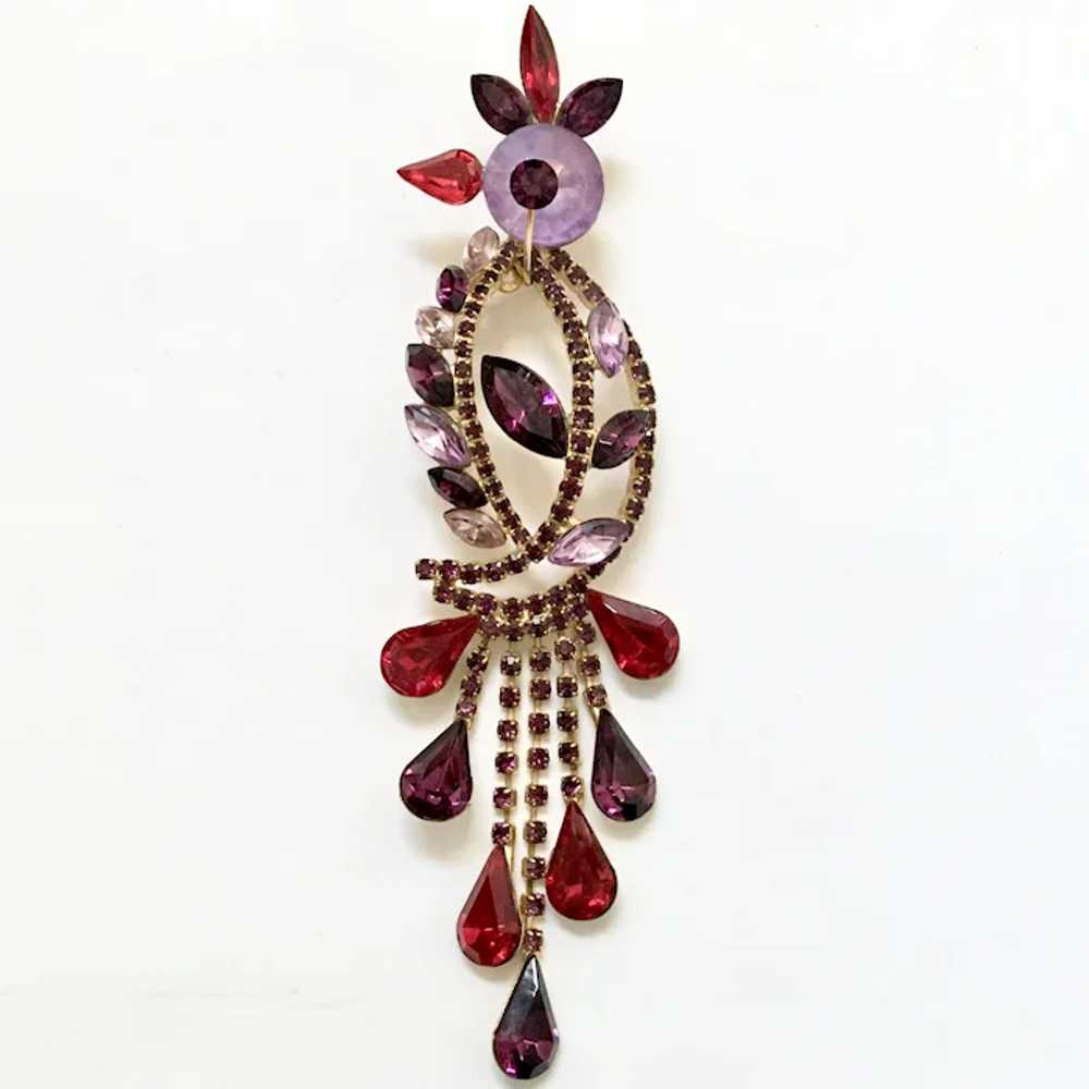 Rhinestone Tropical Bird Brooch Purple Lavender R… - image 6