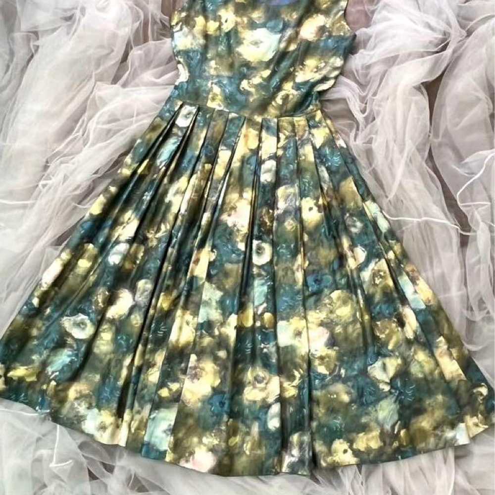 50's French vintage floral print dress rockabilly. - image 2