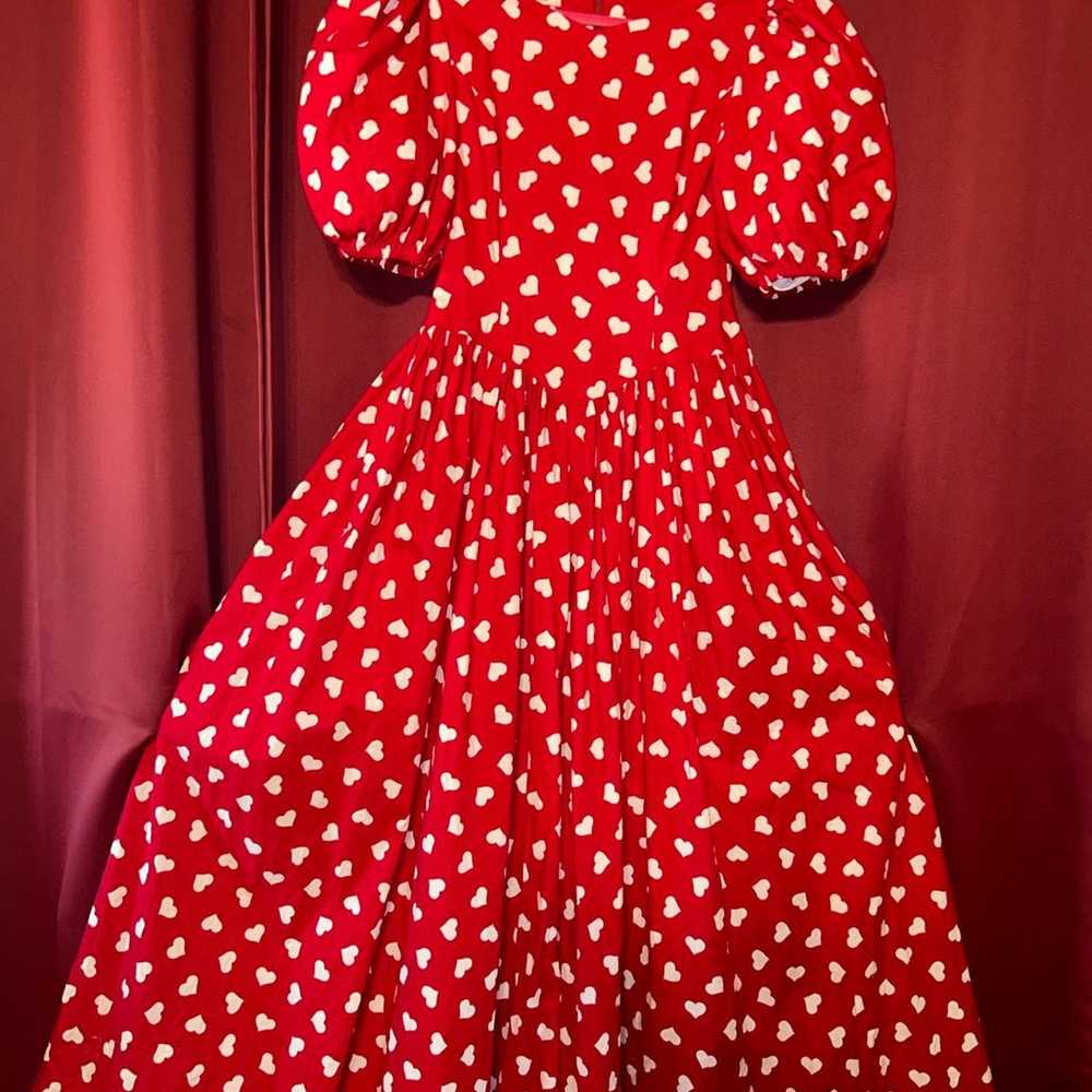 Vintage Beautiful red dress with hearts costum L/… - image 1