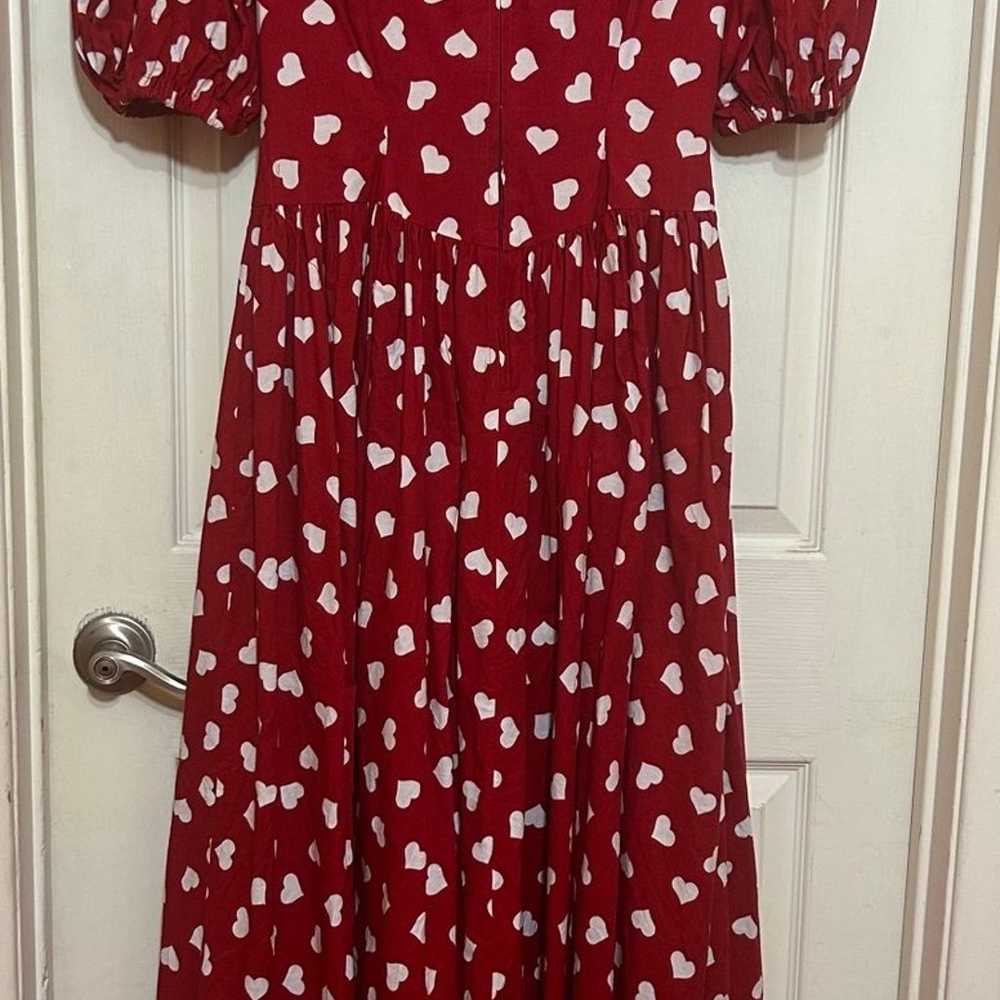 Vintage Beautiful red dress with hearts costum L/… - image 3