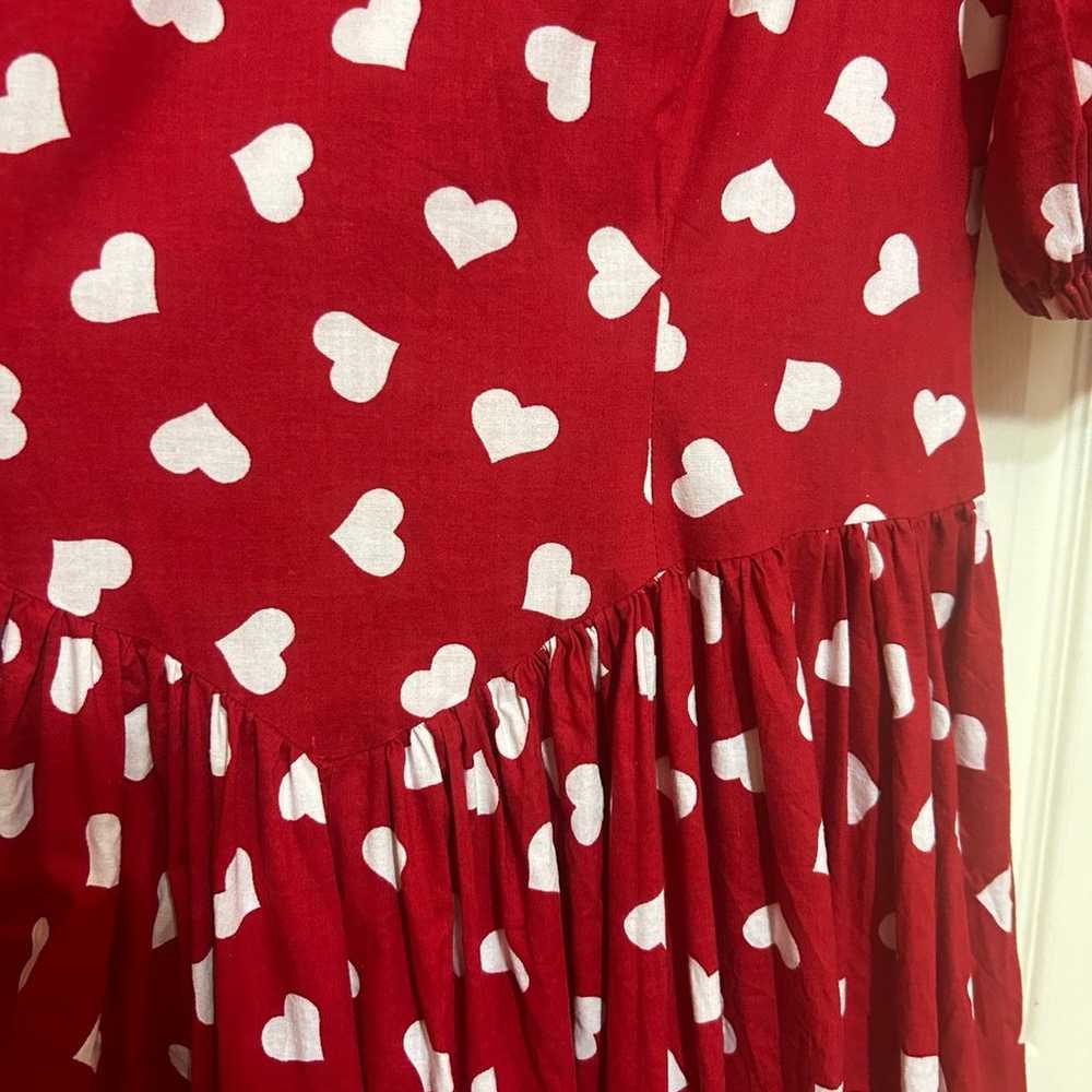 Vintage Beautiful red dress with hearts costum L/… - image 6