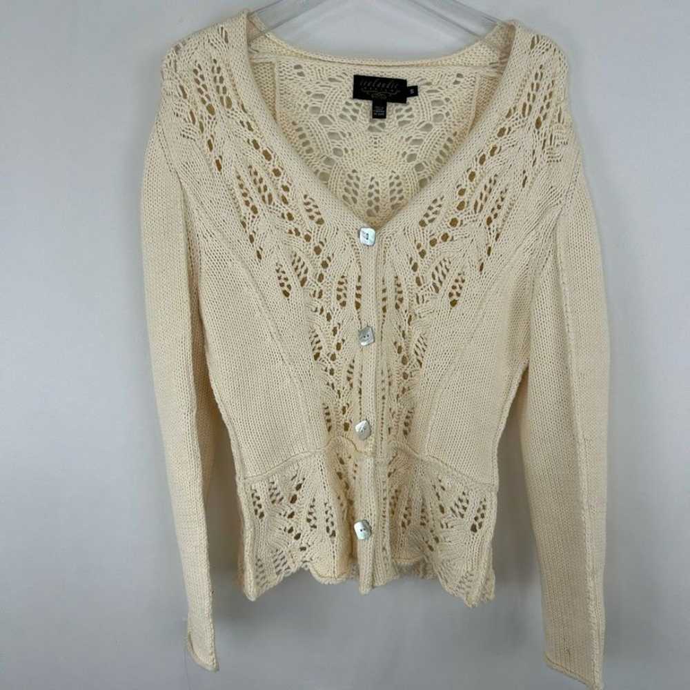 Icelandic Designs Cream Knit Crochet Cardigan - image 6