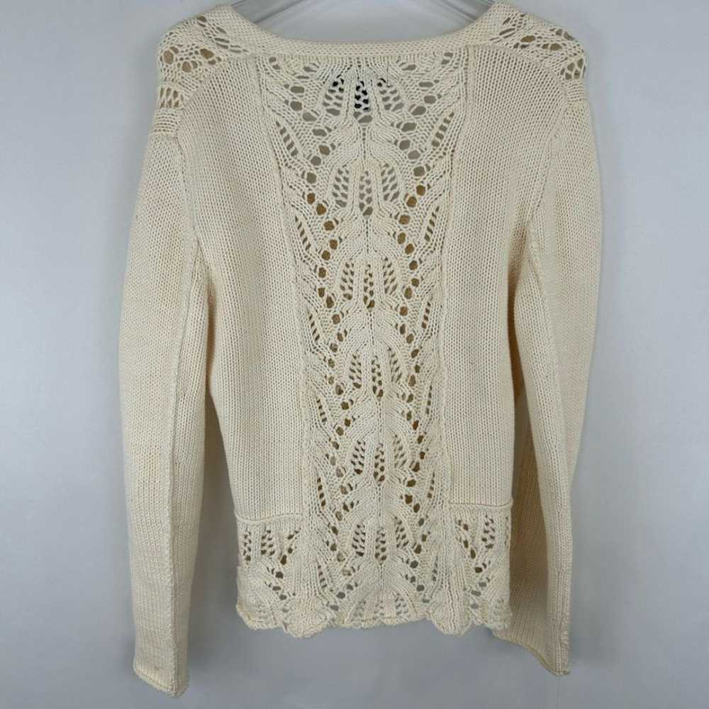 Icelandic Designs Cream Knit Crochet Cardigan - image 7