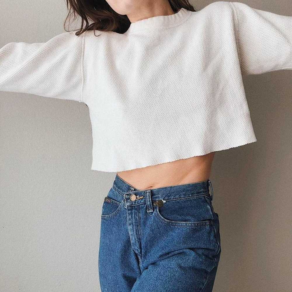 Vintage Waffle Knit Crop Sweater - image 3