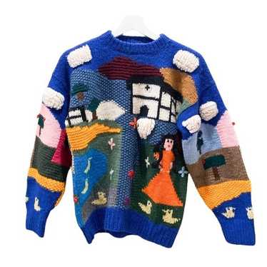 Peruvian hand knitted chunky knit novelty sweater - image 1