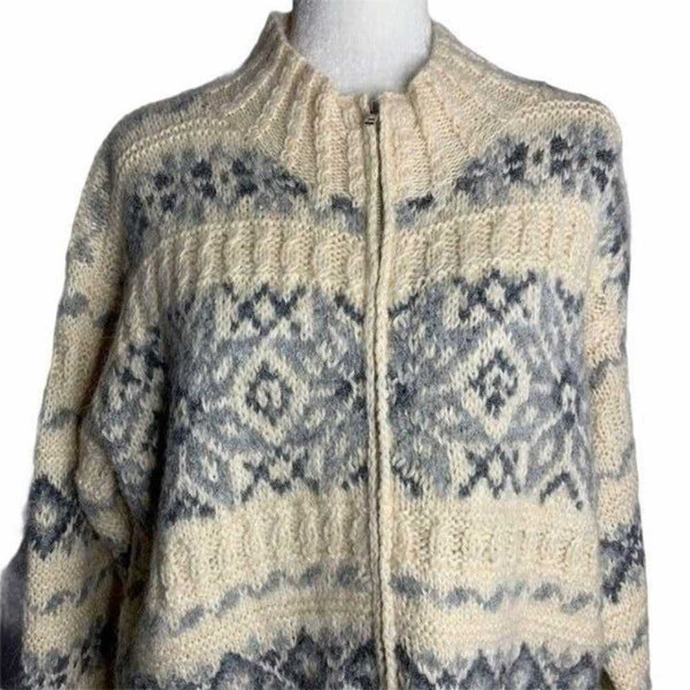 Vintage Hand Knit Wool Cardigan Sweater - image 2