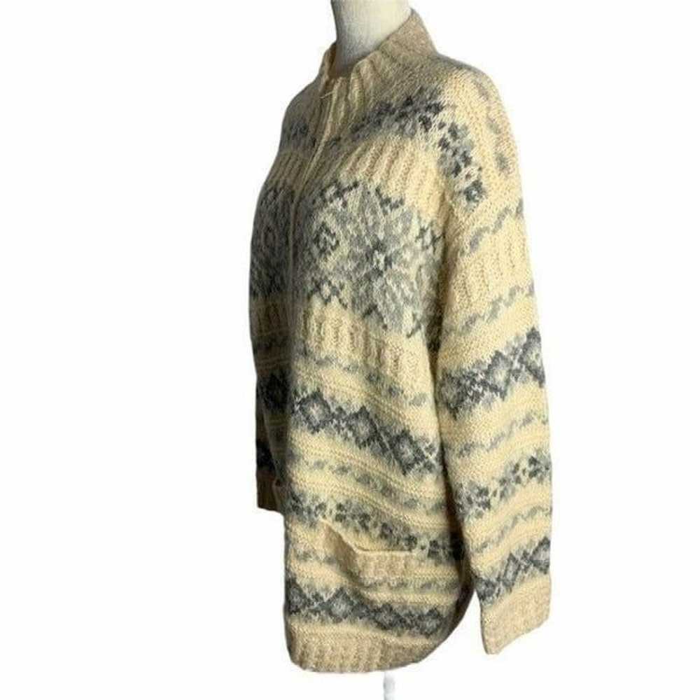 Vintage Hand Knit Wool Cardigan Sweater - image 3