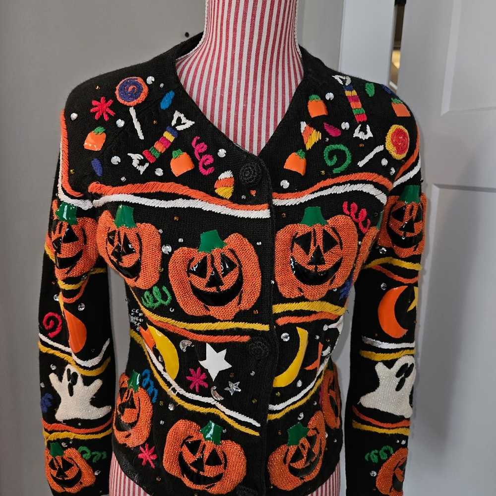 VINTAGE 1994 HALLOWEEN MICHAEL SIMON SWEATER HAND… - image 2