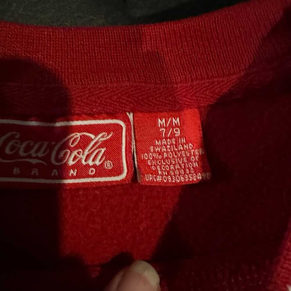 VTG Coca Cola Crewneck Sweatshirt Red Fleece Embr… - image 5