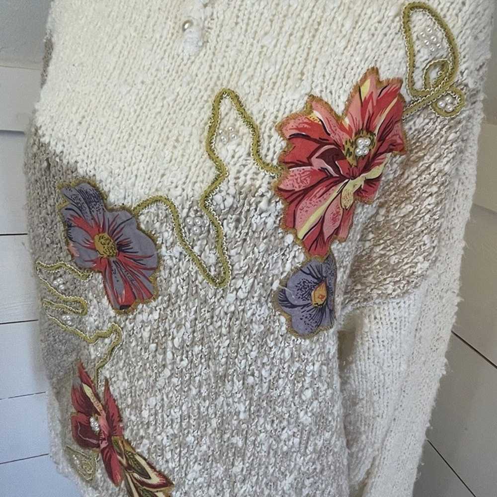 Needles And Yarn Vintage Sweater Womens M Floral … - image 2