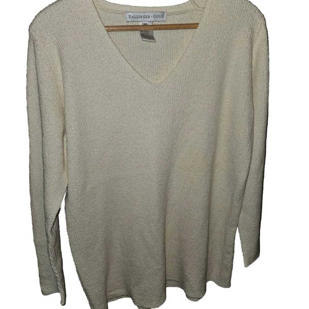 Ballinger Gold Size Medium White Cream Sweater V … - image 10