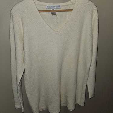 Ballinger Gold Size Medium White Cream Sweater V … - image 1