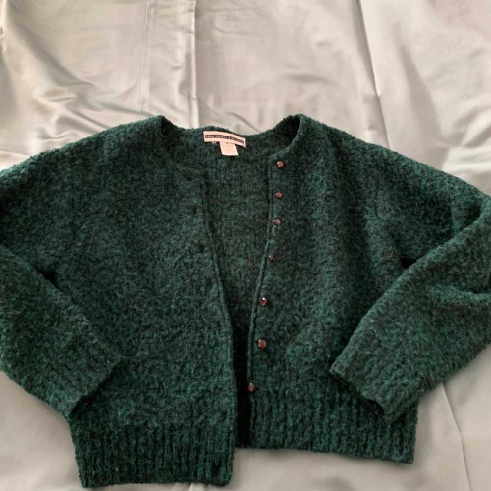 vintage marled emerald green cardigan - image 1