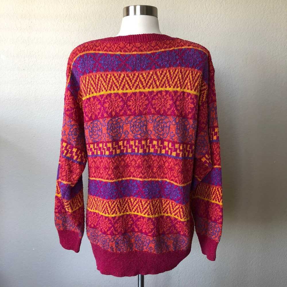 Vintage 80s 90s Printed Striped Sweater - image 3