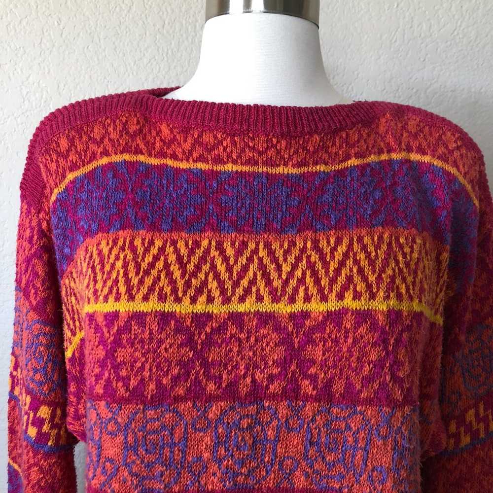 Vintage 80s 90s Printed Striped Sweater - image 4