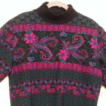 80's Grandma Fuchsia Fair Isle Sweater - image 1