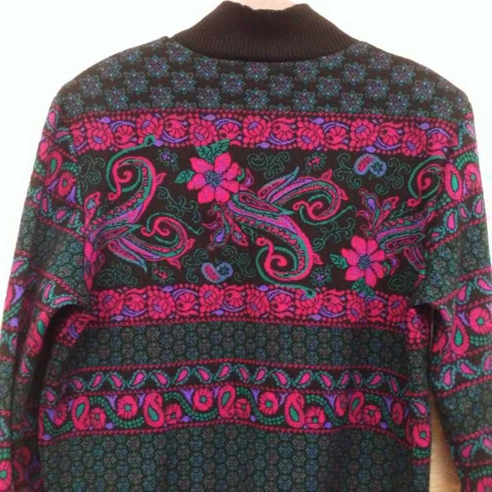 80's Grandma Fuchsia Fair Isle Sweater - image 5