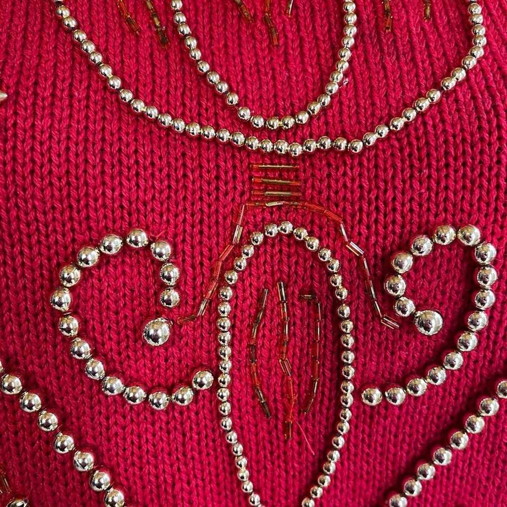 Vintage 80s 90s Beaded Red Mock Neck Sweater - image 8