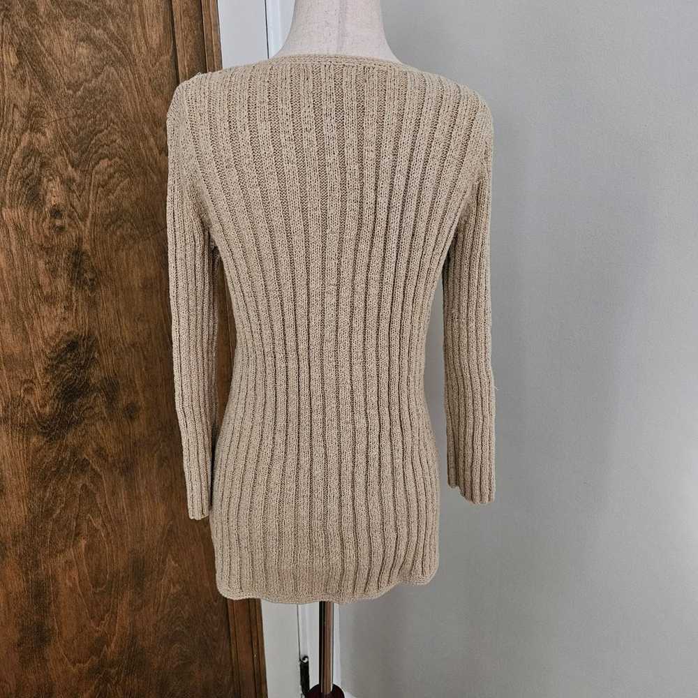 Vintage Y2k Tie-Front Sweater Cardigan Ribbed Cre… - image 3