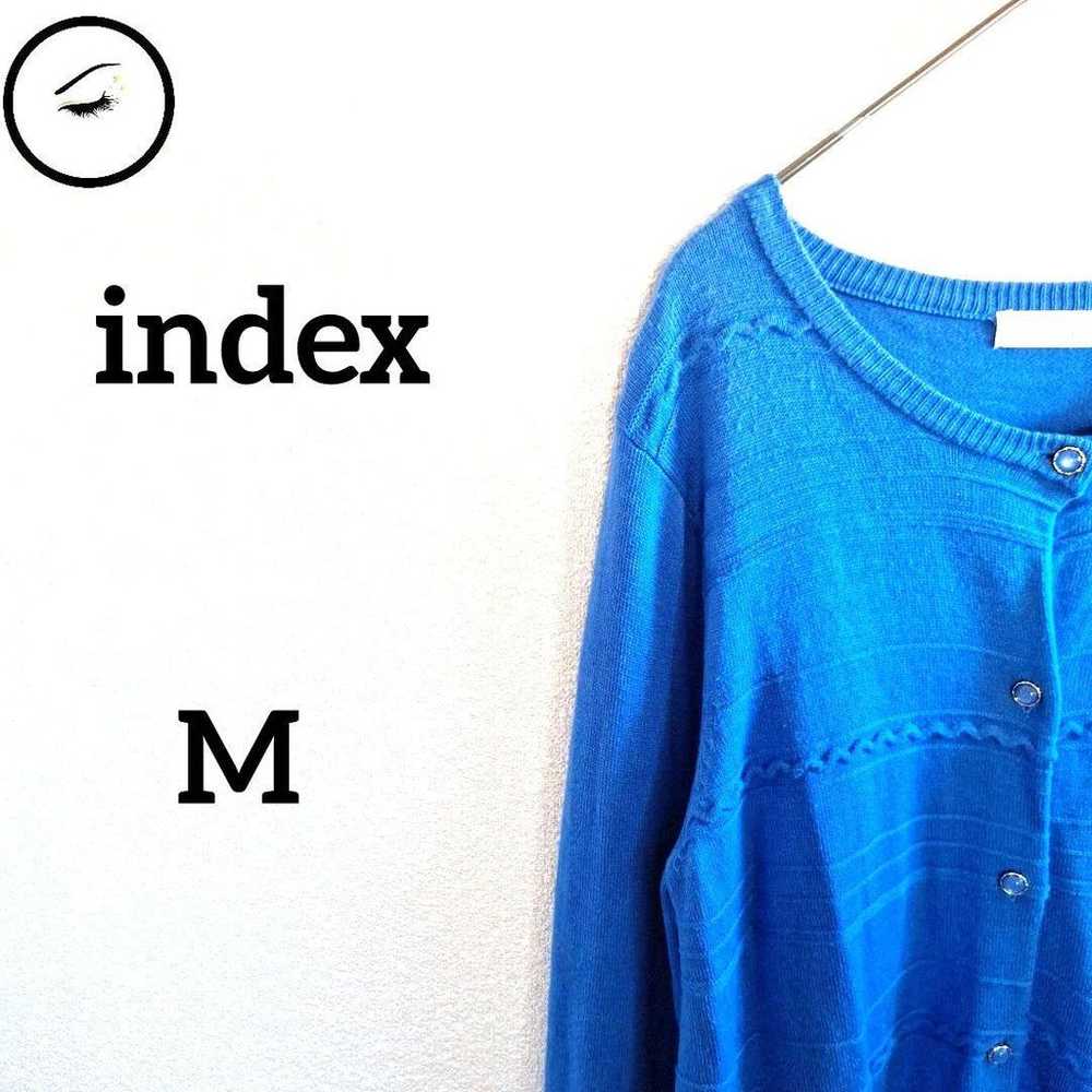 Index Rib Knit Cardigan M Hawaiian Blue Long Slee… - image 1