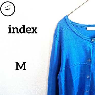 Index Rib Knit Cardigan M Hawaiian Blue Long Slee… - image 1