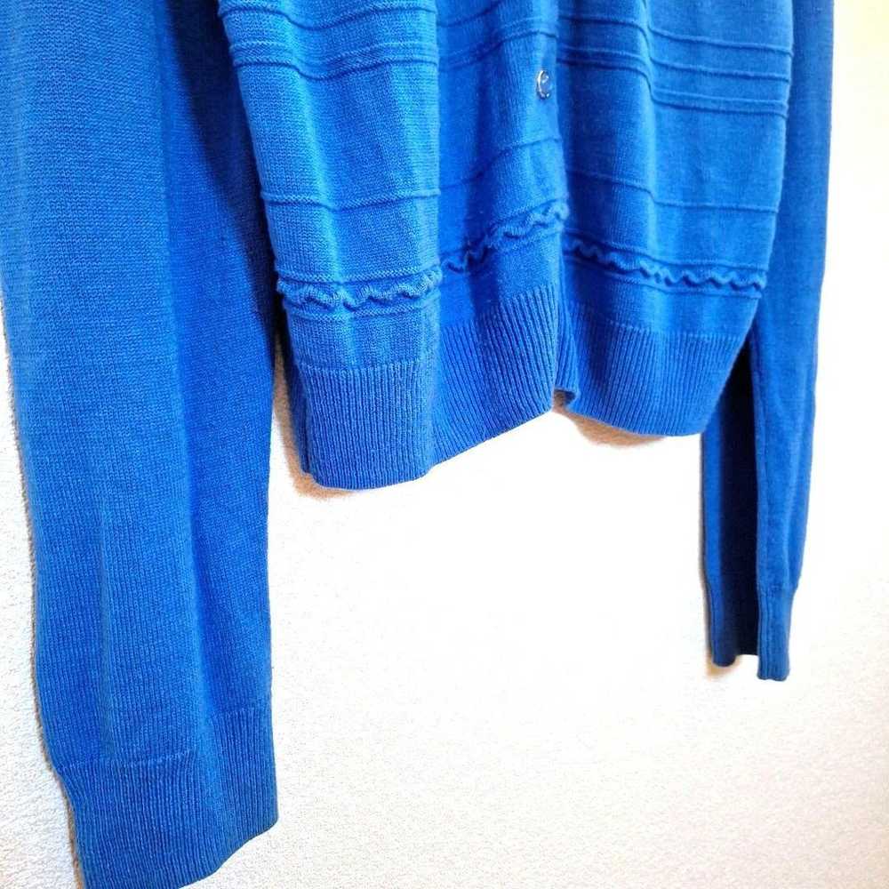 Index Rib Knit Cardigan M Hawaiian Blue Long Slee… - image 4