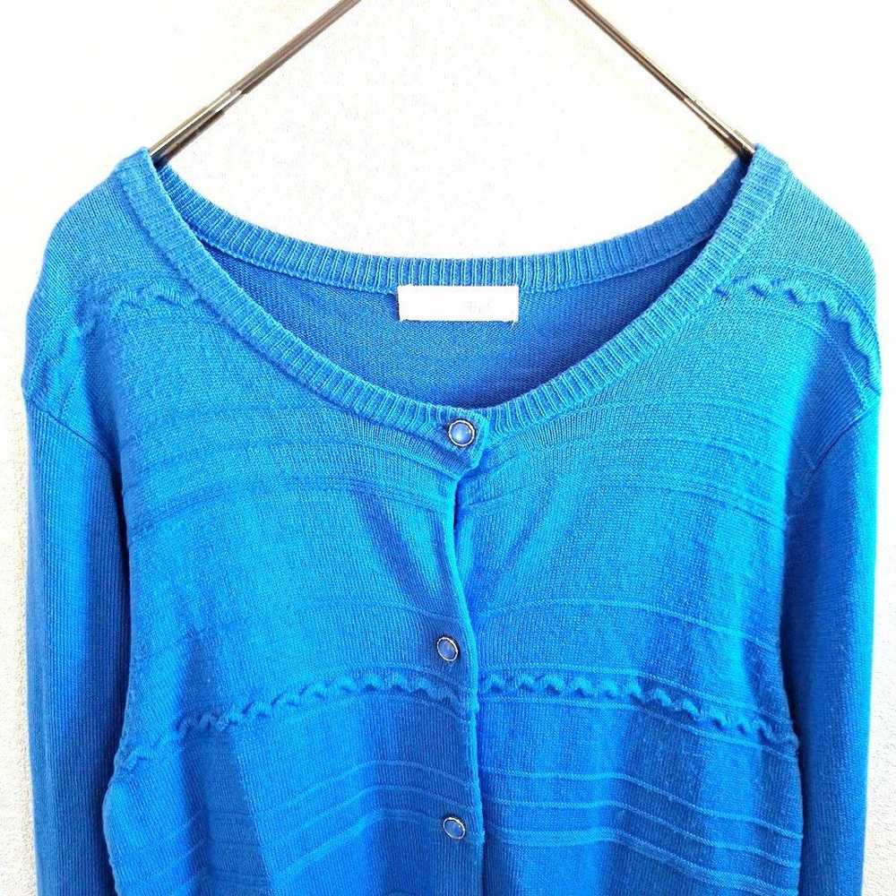 Index Rib Knit Cardigan M Hawaiian Blue Long Slee… - image 5