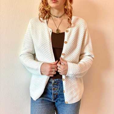 Precious Talbots vintage cream knit cardigan - image 1