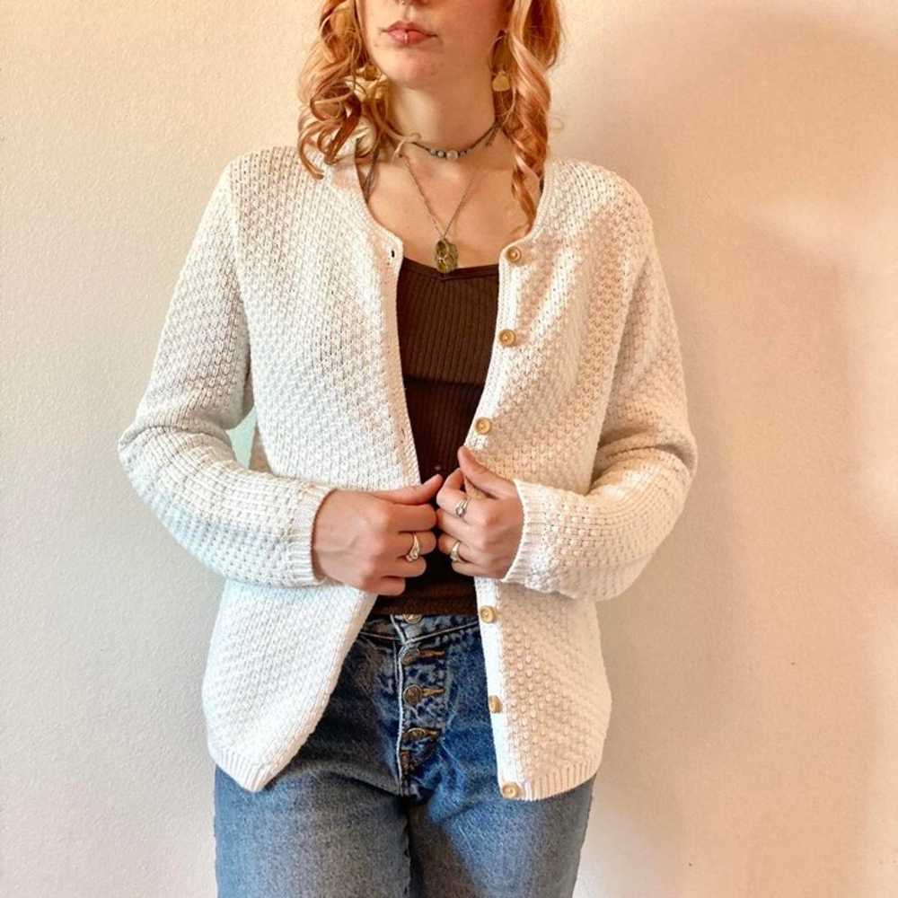 Precious Talbots vintage cream knit cardigan - image 2